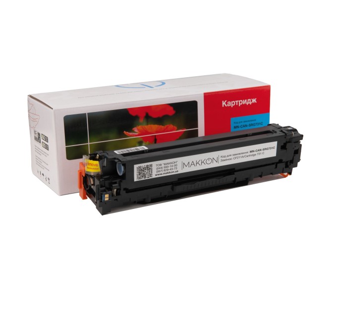 картридж MAKKON сумісний аналог HP CF211A (131A), Canon 731 cyan