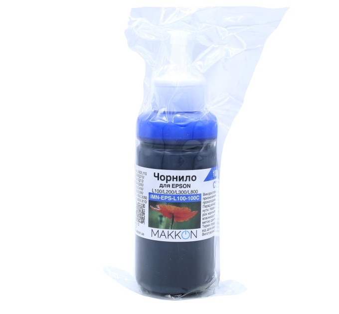 чорнило для Epson L100/L200/L300/L800 (C13T66424A/C13T67324A) 100 мл Makkon cyan