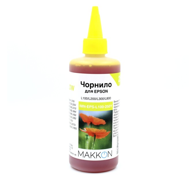 чорнило для Epson L100/L200/L300/L800 (C13T66444A/C13T67344A) 250 мл Makkon yellow