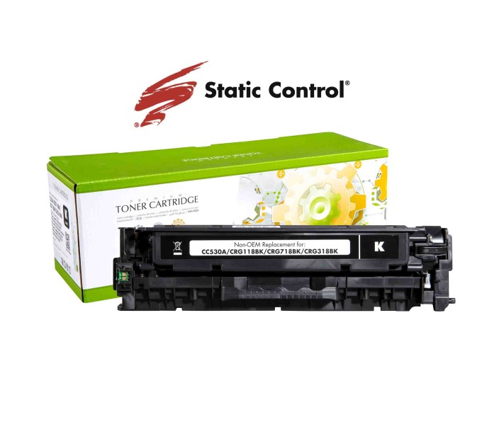 картридж Static Control відновлений HP CC530A (304A), Canon 718 black