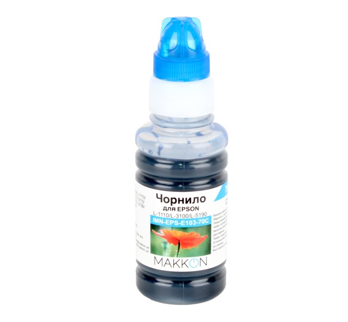 чорнило для Epson EcoTank L1110/L3100/L3150 (C13T00S24A) (103) 70 мл Makkon cyan