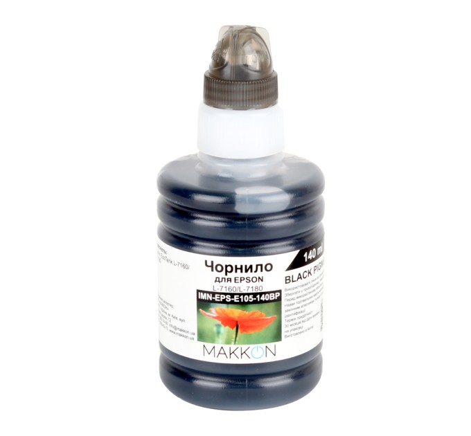 чорнило для Epson EcoTank L7160/L7180 (C13T00Q140) (105) 140 мл Makkon black pigment