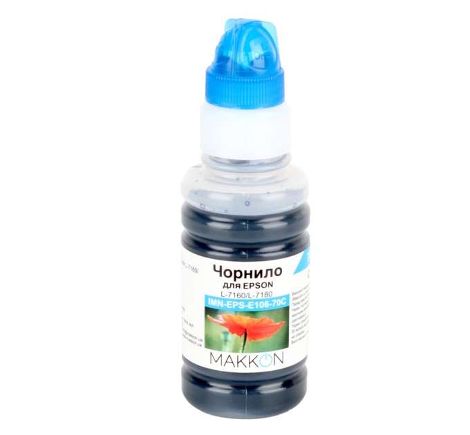 чорнило для Epson EcoTank L7160/L7180 (C13T00R240) (106) 70 мл Makkon cyan