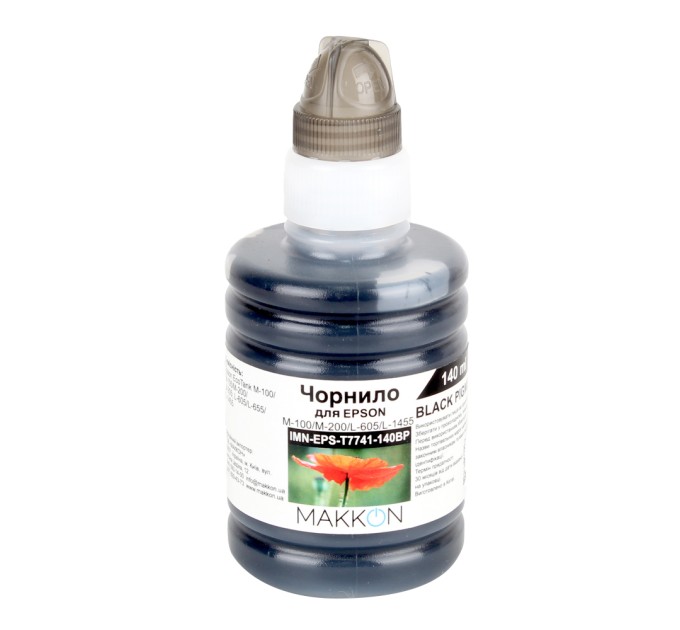 чорнило для Epson M100/M200/L605/L1455 (C13T77414A) 140 мл Makkon black pigment