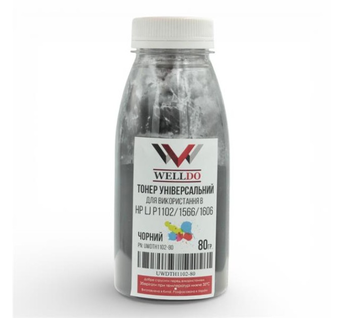 Тонер WELLDO HP LJ P1102/1566, 80г/банка, UWDTH1102-80