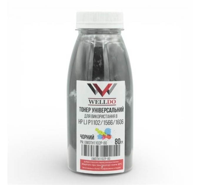 Тонер WELLDO HP LJ P1102/1566, 80г/банка, UWDTH1102P-80