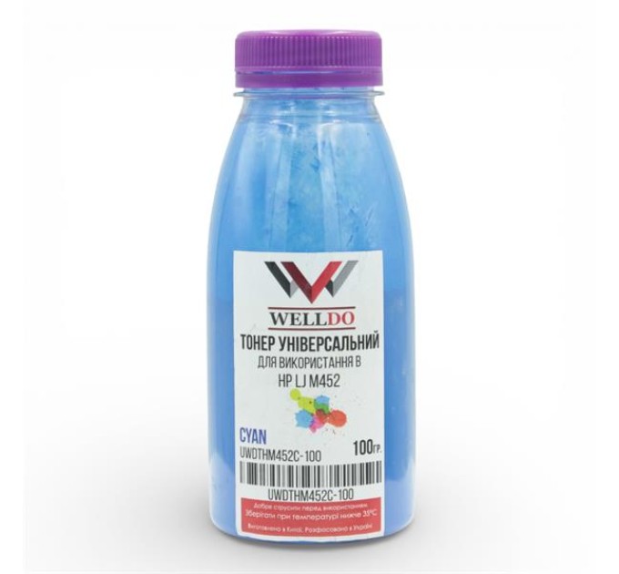 Тонер WELLDO HP LJ M452, 100г/банка, Cyan, UWDTHM452C-100