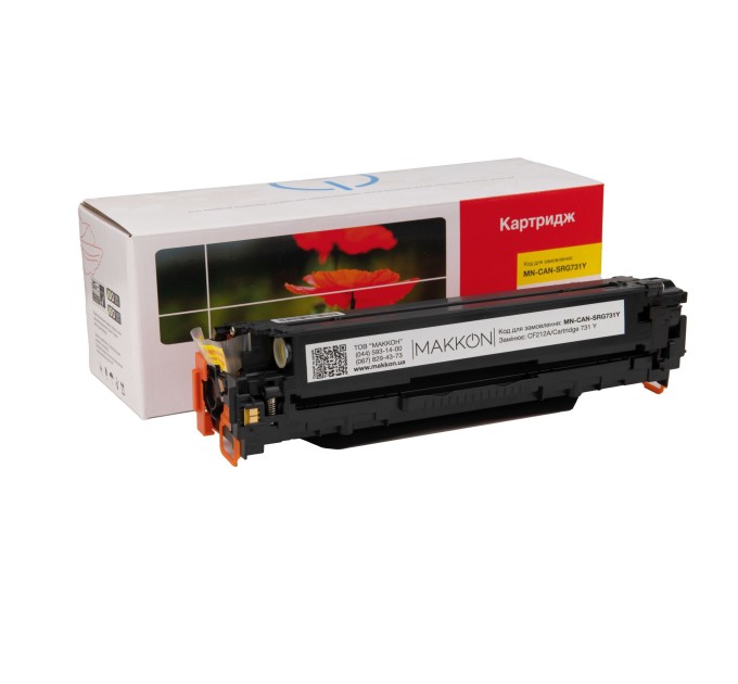 картридж MAKKON сумісний аналог HP CF212A (131A), Canon 731 жовтий