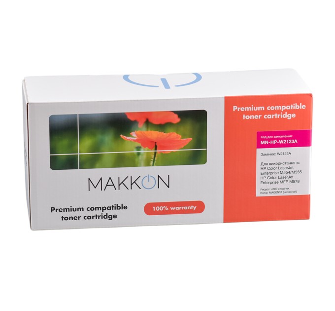 картридж MAKKON HP W2123A (212A) для CLJ M554/M555/M578 magenta