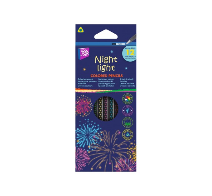Олівці кольорові CFS "Night light", 12 кольорів, тригранні