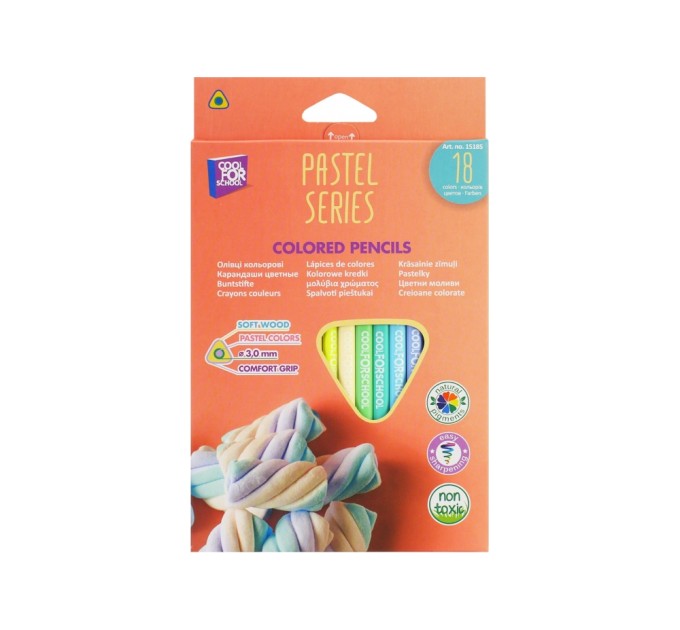 Олівці кольорові преміум "PASTEL" тригранні, 18 кольорів
