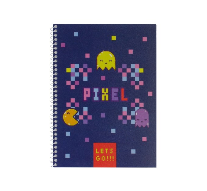 Блокнот "Pixel: Lets Go!" А5, пластикова обкладинка, спіраль, 60 арк., клітинка
