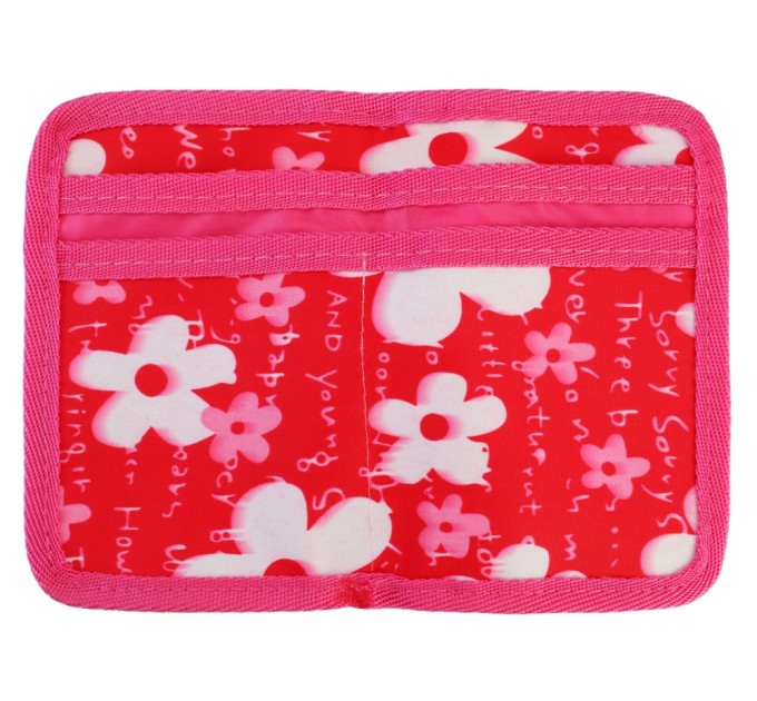 Гаманець дитячий багатофункційний на гумці "Квіти", рожевий