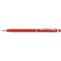 Ручка кулькова металева ECONOMIX STYLUS. Корпус червоний, пише синім