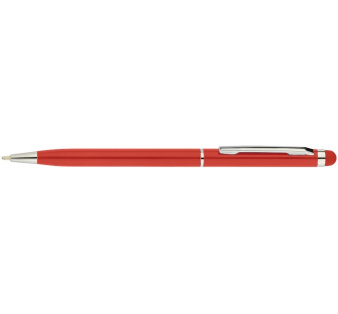 Ручка кулькова металева ECONOMIX STYLUS. Корпус червоний, пише синім