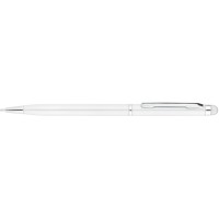 Ручка кулькова металева ECONOMIX STYLUS. Корпус білий, пише синім