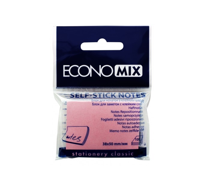 Стікери Economix, 35х50, рожеві, 100 арк.