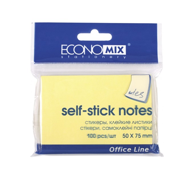 Стікери Economix, 50х75, жовті, 100 арк.