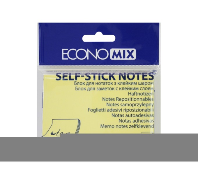 Стікери Economix, 75х100, жовті, 100 арк.