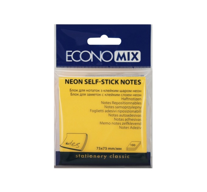 Стікери Economix, 75х75, помаранчеві, 100 арк.