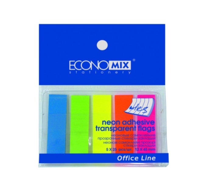 Стікери-закладки Economix, 12х45, пластикові