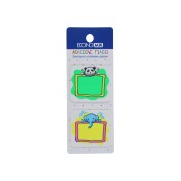 Закладки з клейким шаром 40х45 мм Economix Fun Panda & elephant, 40 шт., пластикові, асорті