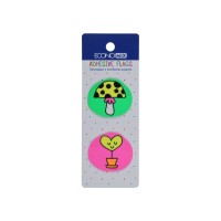 Закладки з клейким шаром 35х40 мм Economix Fun heart and mushroom, 40 шт., пластикові, асорті