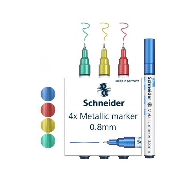 Набір маркерів металік SCHNEIDER PAINT-IT 0,8 мм 4 кольори в картонній упаковці