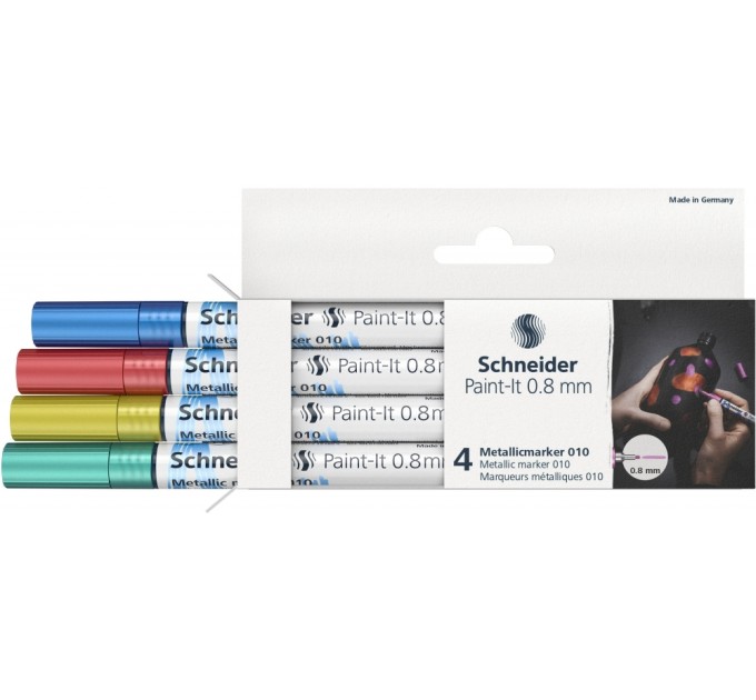 Набір маркерів металік SCHNEIDER PAINT-IT 0,8 мм 4 кольори в картонній упаковці