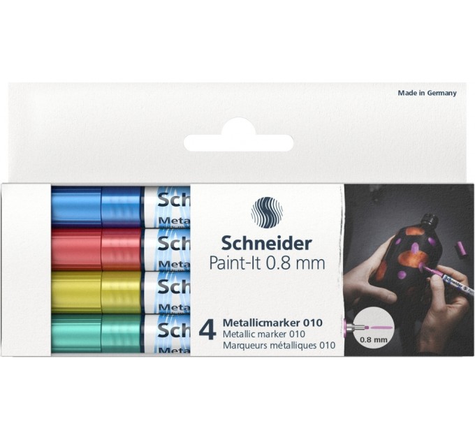 Набір маркерів металік SCHNEIDER PAINT-IT 0,8 мм 4 кольори в картонній упаковці