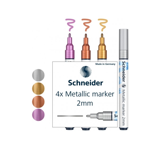 Набір маркерів металік SCHNEIDER PAINT-IT 2,0 мм 4 кольори в картонній упаковці