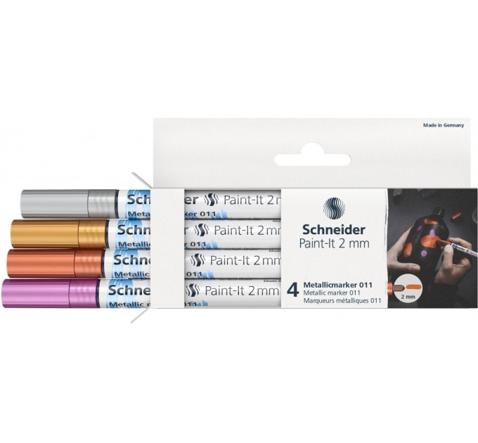 Набір маркерів металік SCHNEIDER PAINT-IT 2,0 мм 4 кольори в картонній упаковці