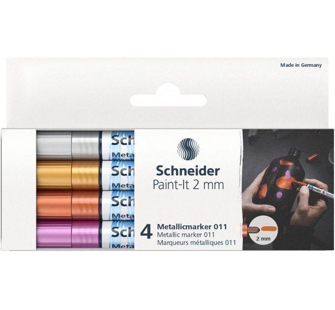 Набір маркерів металік SCHNEIDER PAINT-IT 2,0 мм 4 кольори в картонній упаковці