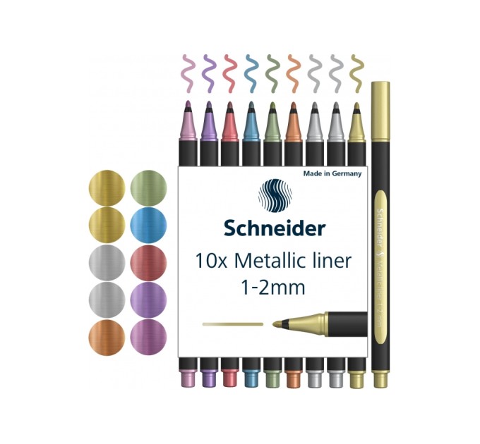 Набір лайнерів металік SCHNEIDER PAINT-IT 1-2 мм, 10 шт. в картонній упаковці