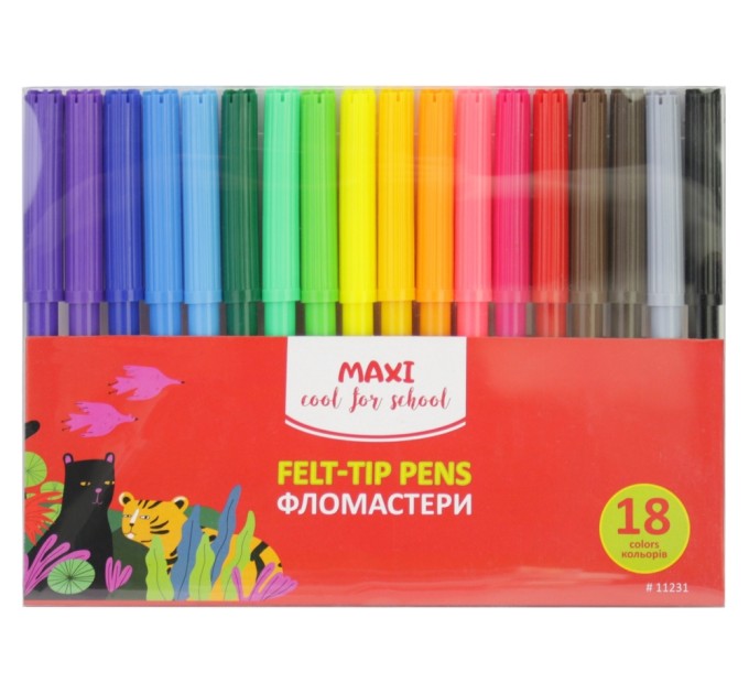 Фломастери Animal world, 18 кольорів