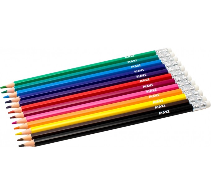 Олівці кольорові ERASABLE, 12 шт., пластикові, шестигранні, стираються, з гумкою
