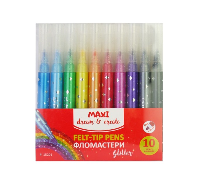 Набір фломастерів з блискітками, 10 кольорів
