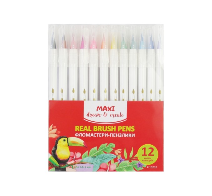 Фломастери-пензлики REAL BRUSH, 12 кольорів