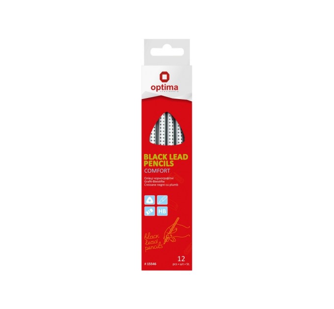 Олівець чорнографітний COMFORT, HB, корпус сірий, загострений, з гумкою