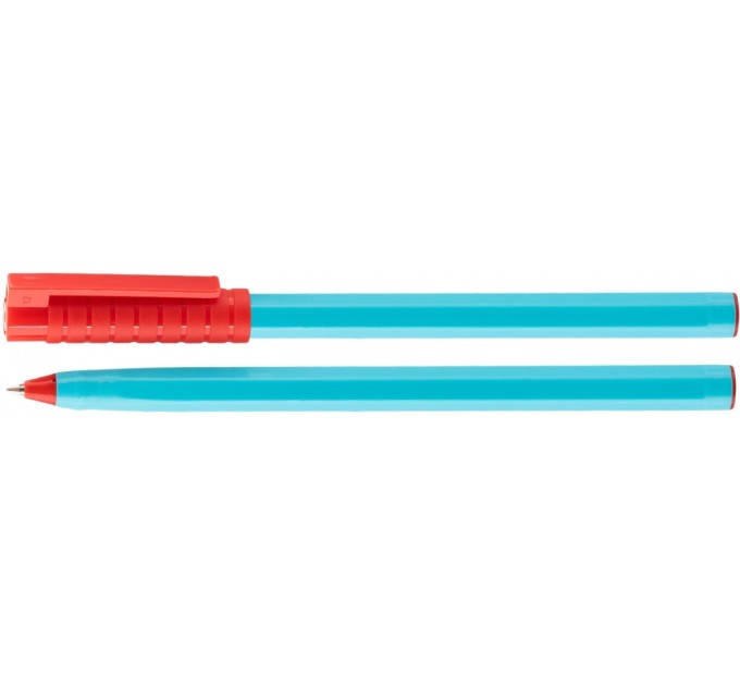 Ручка кулькова OPTIMA HYPE 0,7 mm. Корпус блакитний, пише червоним