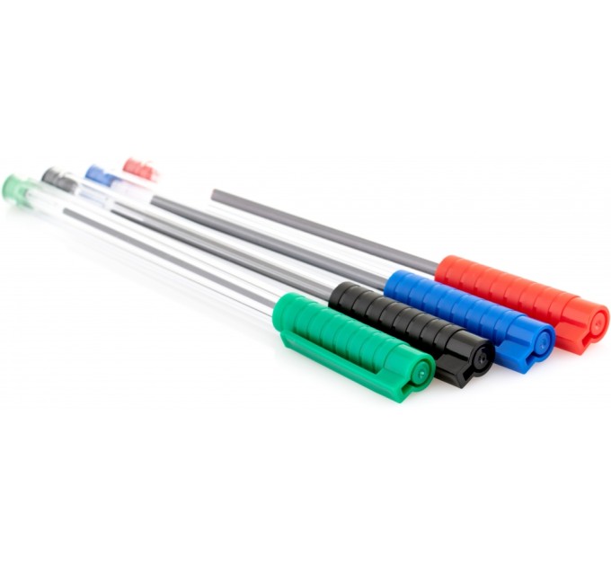 Ручка кулькова OPTIMA HYPE T 1,0 mm. Корпус прозорий, пише синім