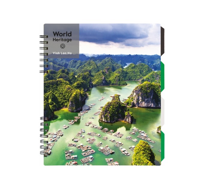 Блокнот "World Heritage", B5 (170х205), пластикова обкл., спіраль, з розділювачами, 120 арк., клітин