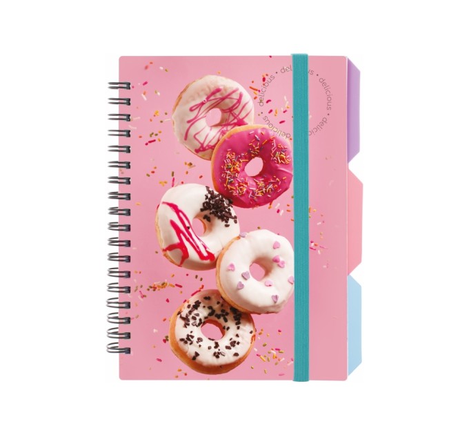 Блокнот "Cupcake", B6, пластикова обкл., спіраль, з розділювачами., 100 арк., клітинка
