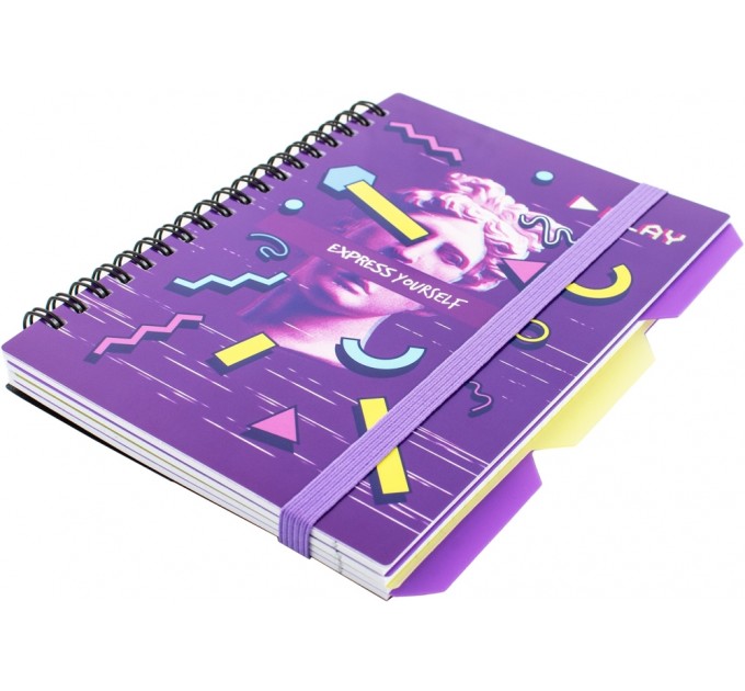 Блокнот "ExpressViolet", B6, пластикова обкл., спіраль, з розділювачами., 100 арк., клітинка