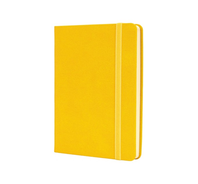Діловий записник SQUARE, A6, тверда обкладинка, гумка, кремовий блок лінія, жовтий