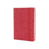 Діловий записник LADY, А6, тверда обкладинка, гумка, кремовий блок лінія, червоний