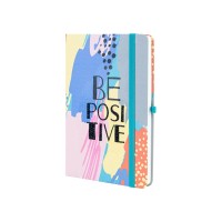 Діловий записник BE POSITIVE, А5, тверда обкладинка папір, гумка, білий блок лінія
