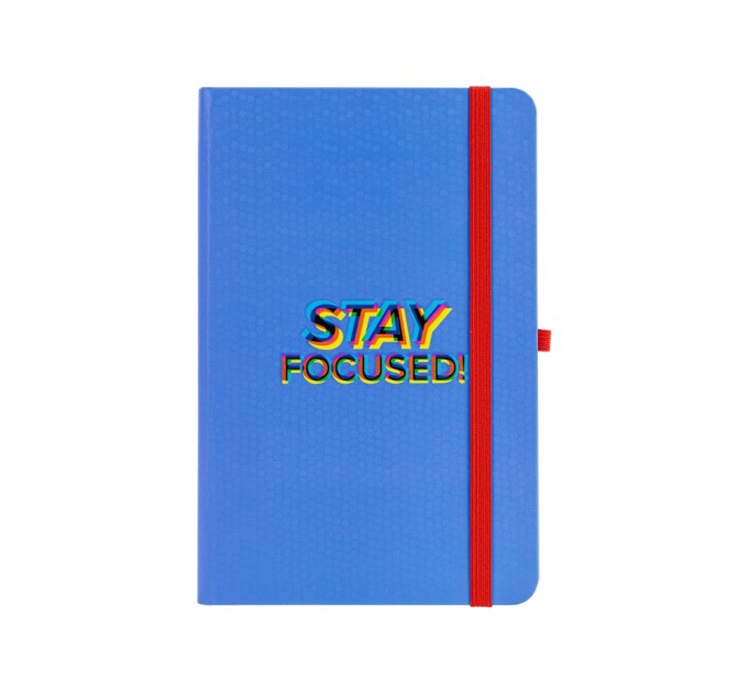 Діловий записник STAY FOCUSED, А5, тверда обкладинка папір, гумка, білий блок лінія