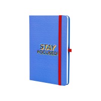 Діловий записник STAY FOCUSED, А5, тверда обкладинка папір, гумка, білий блок лінія