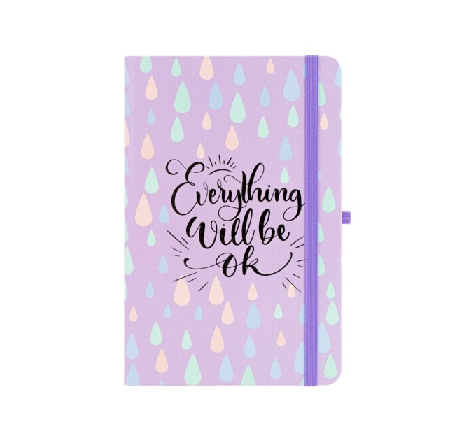 Діловий записник EVERYTHING OK, А5, тверда обкладинка папір, гумка, білий блок лінія